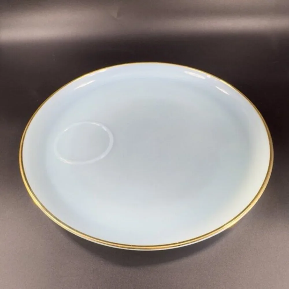 Vintage Anchor Hocking Fire King Blue Turquoise Lunch‎ Snack Plate and Cup Set